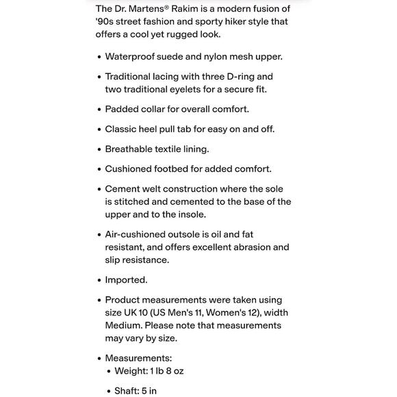 DR. MARTENS AIRWAIR Rakim Utility Boots Unisex Black Suede Chukka US M9 / L10 - Picture 15 of 16